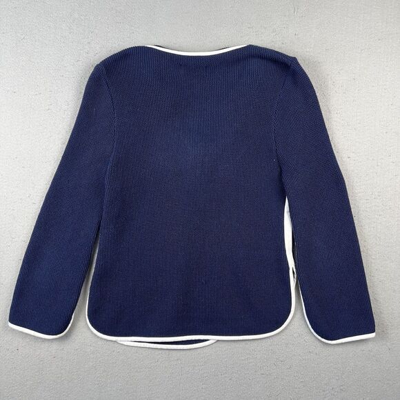 Tivoli Knit Jacket Women’s Small‎ Blue White Asymmetrical Floral Button V Neck - Picture 14 of 16